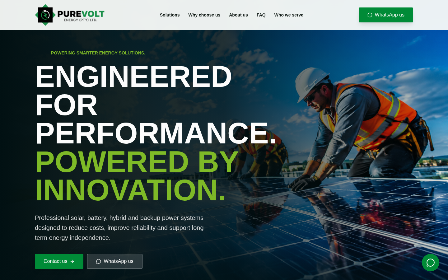 PureVolt Energy website designed by Nexora